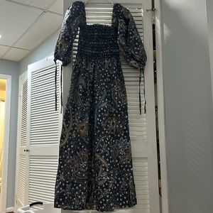 Cara Cara Wide Leg Jumpsuit - Black and Brown Paisley